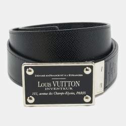 مملوكة مسبقًا حزام لوي فيتون إنفينتور كانفاس دامييه غرافايت أسود بوجهين 90 سم