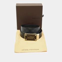 مملوكة مسبقًا حزام لوي فيتون إنفينتور كانفاس دامييه غرافايت أسود بوجهين 90 سم