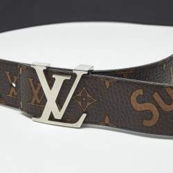 Pre Owned Louis Vuitton x Supreme Brown Monogram Leather LV Initiales Belt 90 CM