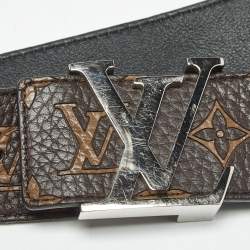 Pre Owned Louis Vuitton x Supreme Brown Monogram Leather LV Initiales Belt 90 CM