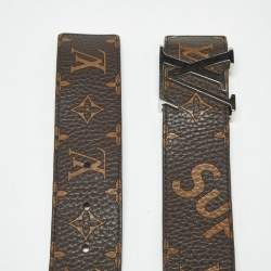 Pre Owned Louis Vuitton x Supreme Brown Monogram Leather LV Initiales Belt 90 CM