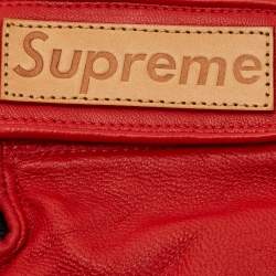 Pre Owned Louis Vuitton x Supreme Rouge Monogram Canvas and Leather Baseball Gloves Size 8