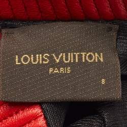 Pre Owned Louis Vuitton x Supreme Rouge Monogram Canvas and Leather Baseball Gloves Size 8