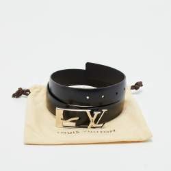 Pre Owned Louis Vuitton Black Leather Neogram Belt 90CM