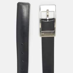 Pre Owned Louis Vuitton Black Leather Buckle Belt 85CM