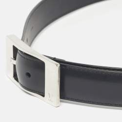 Pre Owned Louis Vuitton Black Leather Buckle Belt 85CM