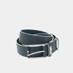 Pre Owned Louis Vuitton Navy Blue Leather America's Cup Belt 95 CM