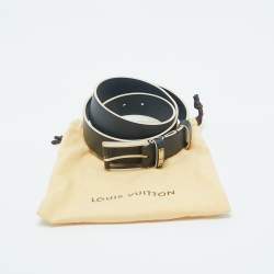 Pre Owned Louis Vuitton Navy Blue Leather America's Cup Belt 95 CM
