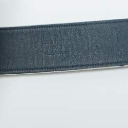 Pre Owned Louis Vuitton Navy Blue Leather America's Cup Belt 95 CM