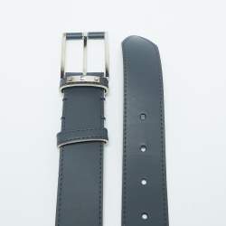 Pre Owned Louis Vuitton Navy Blue Leather America's Cup Belt 95 CM