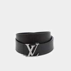 Pre Owned Louis Vuitton Black/Dark Brown Leather LV Initiales Belt 105CM