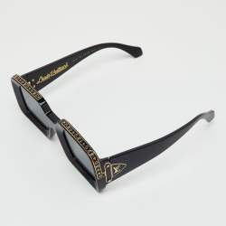 Pre Owned Louis Vuitton Black/Gold Z1591W Zillionaires Rectangular Sunglasses