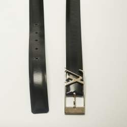 Pre Owned Louis Vuitton Black Leather Neogram Buckle Belt 95 CM