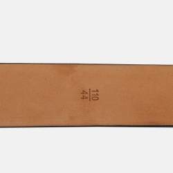 Pre Owned Louis Vuitton Black Leather Logo Cut Out Buckle Belt 110 CM