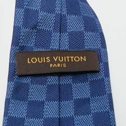 Pre Owned Louis Vuitton Blue Damier Silk Tie