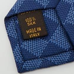 Pre Owned Louis Vuitton Blue Damier Silk Tie