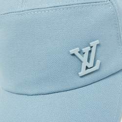 Pre Owned Louis Vuitton Cloud Blue Logo Aerogram Cotton Baseball Cap 55 Cm