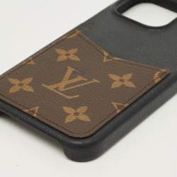 Pre Owned Louis Vuitton Bumper Pallas iPhone 15 Pro Max Cover Black Coated Canvas and Leather