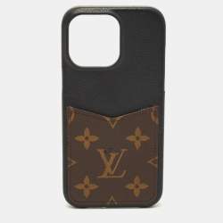 Pre Owned Louis Vuitton Bumper Pallas iPhone 15 Pro Max Cover Black Coated Canvas and Leather