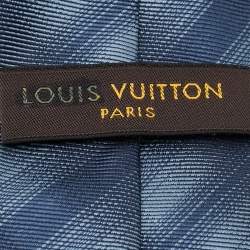 Pre Owned Louis Vuitton Blue Check Pattern Silk Tie