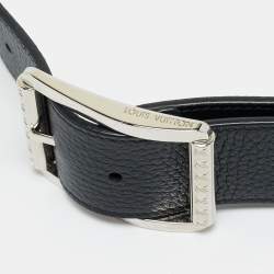 مملوكة مسبقًا حزام لويس فيتون إبزيم قابل للعكس 90 سم جلد تورليون أسود/رمادي