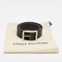 مملوكة مسبقًا حزام لويس فيتون إبزيم قابل للعكس 90 سم جلد تورليون أسود/رمادي