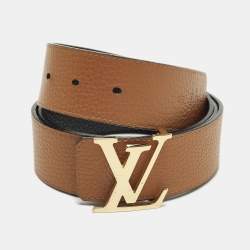 Pre Owned Louis Vuitton LV Initiales 100 CM Reversible Buckle Belt Brown/Black Taurillon Leather