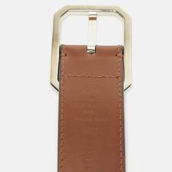 Pre Owned Louis Vuitton LV Staples 100 CM Reversible Buckle Belt Brown/Blue Leather