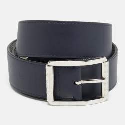 Pre Owned Louis Vuitton 100 CM Reversible Buckle Belt Blanc/Marine Monogram Canvas and Leather