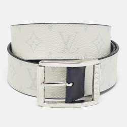 مملوكة مسبقًا Louis Vuitton 100 CM Reversible Buckle Belt Blanc/Marine Monogram Canvas and Leather