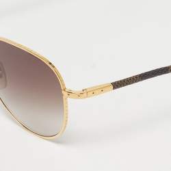 Pre Owned Louis Vuitton Brown/Gold Tone Gradient Damier Canvas Conspiration Pilot Sunglasses