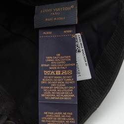 Pre Owned Louis Vuitton Black Monogram Shadow Leather Cap Size 60
