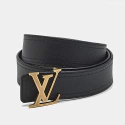 مملوكة مسبقًا حزام لوي فيتون LV إنشيالز جلد أسود/بني قابل للعكس 80 سم