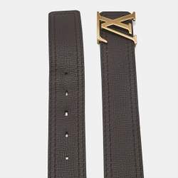 مملوكة مسبقًا حزام لوي فيتون LV إنشيالز جلد أسود/بني قابل للعكس 80 سم