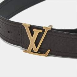 مملوكة مسبقًا حزام لوي فيتون LV إنشيالز جلد أسود/بني قابل للعكس 80 سم