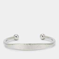 Pre Owned Louis Vuitton Silver Tone Monogram Jonc Cuff Bracelet