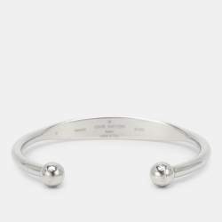 Pre Owned Louis Vuitton Silver Tone Monogram Jonc Cuff Bracelet
