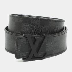 Pre Owned Louis Vuitton LV Initiales 95CM Buckle Belt Damier Graphite Canvas