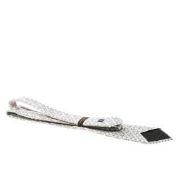 Pre Owned Louis Vuitton Beige and Cream Checked Monogram Patterned Silk Jacquard Tie