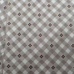 Pre Owned Louis Vuitton Beige and Cream Checked Monogram Patterned Silk Jacquard Tie