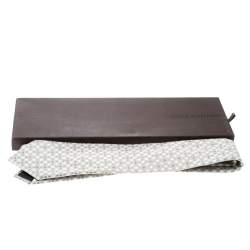 Pre Owned Louis Vuitton Beige and Cream Checked Monogram Patterned Silk Jacquard Tie