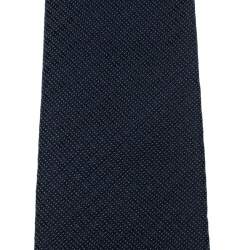 Pre Owned Louis Vuitton Navy Blue Patterned Silk Woven Skinny Tie