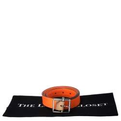 Pre Owned Louis Vuitton Neon Orange Damier Infini Leather Belt Size 85CM