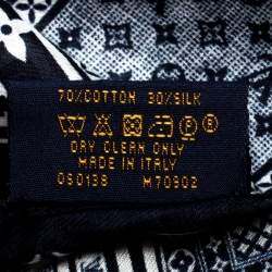 Louis Vuitton Navy Blue Card Monogram Silk Blend Bandana Scarf