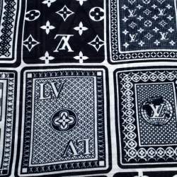 Louis Vuitton Navy Blue Card Monogram Silk Blend Bandana Scarf