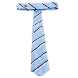 Pre Owned Louis Vuitton Blue Diagonal Striped Classic Silk Tie