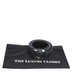 Pre Owned Louis Vuitton Dark Blue Suede Damier LV Initials Belt 110CM
