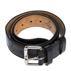 Pre Owned Louis Vuitton Black Monogram Mahina Leather Belt 95 CM