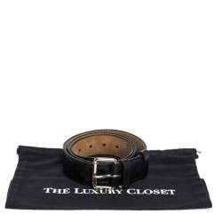 Pre Owned Louis Vuitton Black Monogram Mahina Leather Belt 95 CM