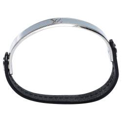 مملوكة مسبقًا Louis Vuitton Curve it Leather Silver Tone Bracelet